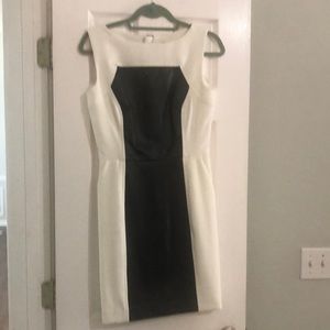 Black leather and cream Milly dress.